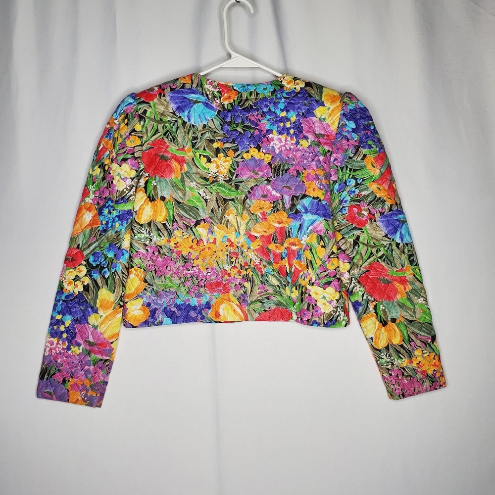 Jeffrey Dara Linda Hutton Quilted Floral Crop Blazer 9/10 Country Cottagecore 90 - Picture 2 of 14